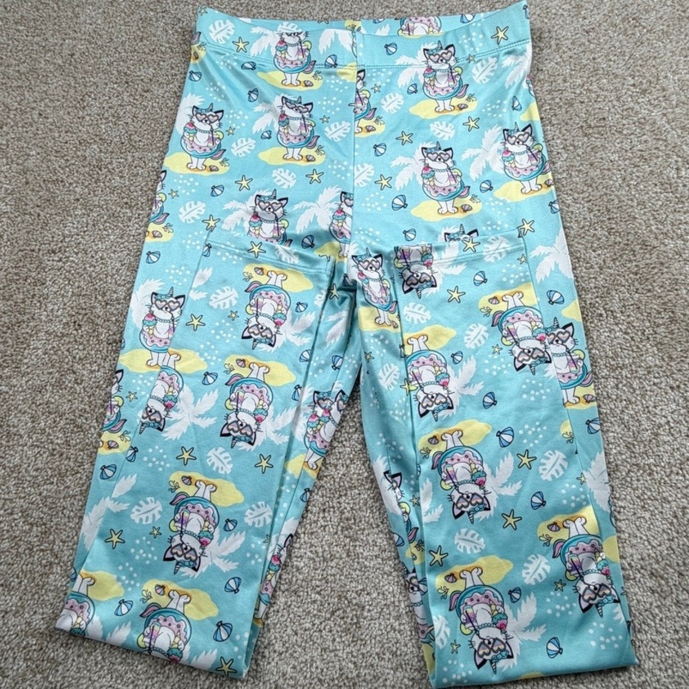 Quedoris Kids Icecream Unicorn Cat Tropical Beach Leggings 160Y (14-16 XL) NWT